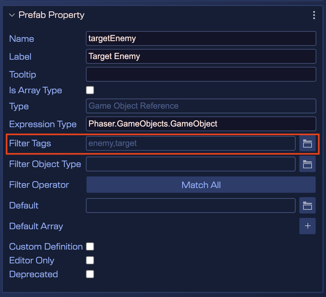 game object reference filters