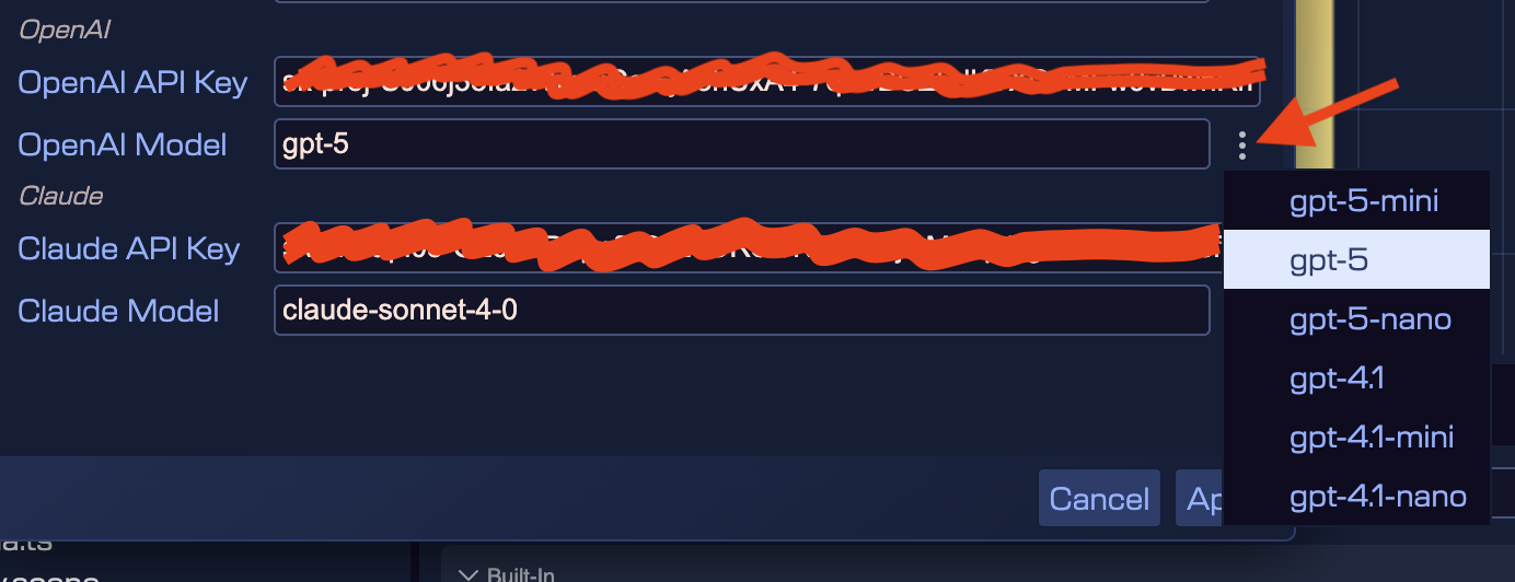 Ai chat settings