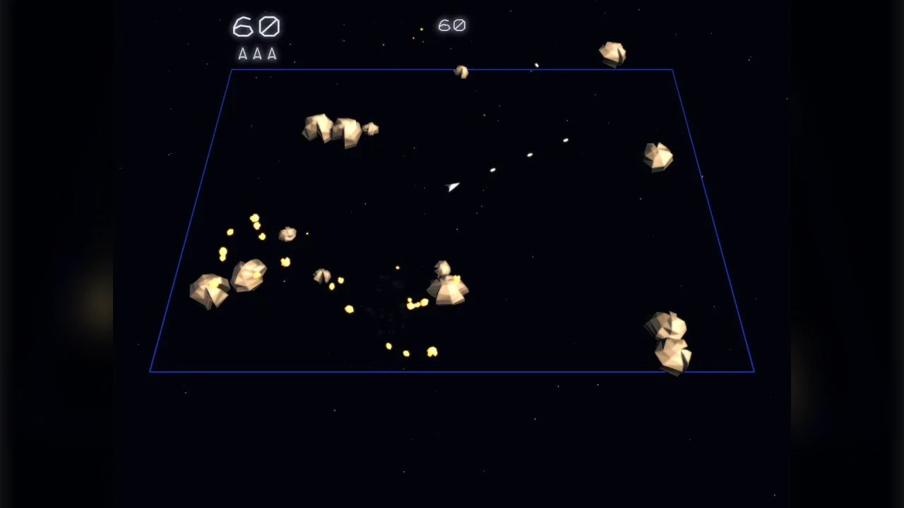 Asteroid field: a screenshot of its demo
