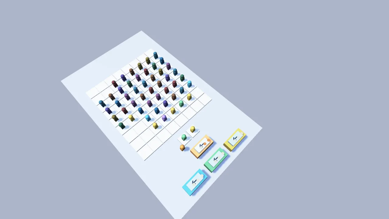 Boarding queue puzzles: a screenshot of its demo