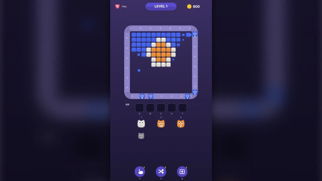 Conveyor shooter sort: a screenshot of its demo