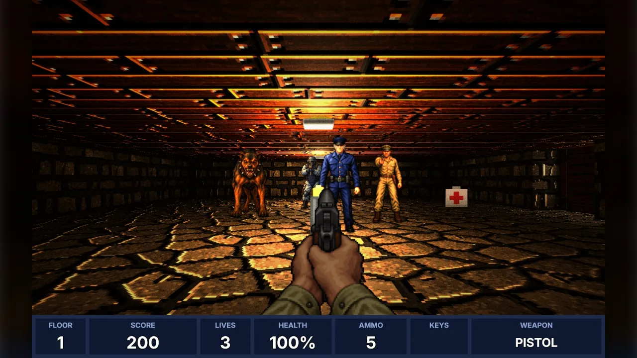 Corridor shooter: a screenshot of its demo