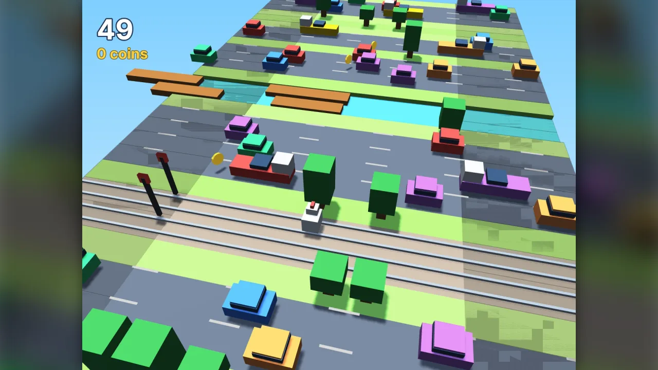Endless lane crossing: a screenshot of its demo