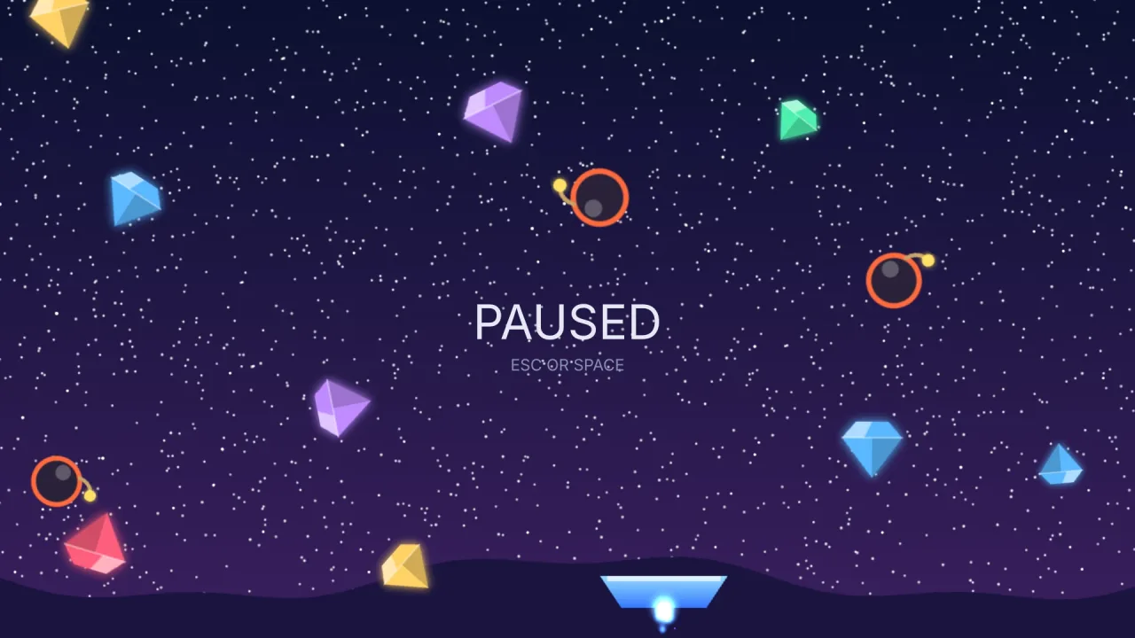Title, pause and game over: a screenshot of its demo