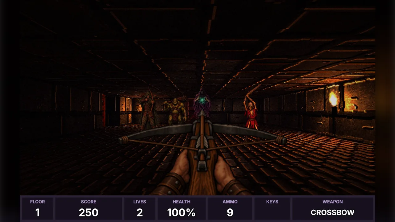Corridor shooter enemies: a screenshot of its demo