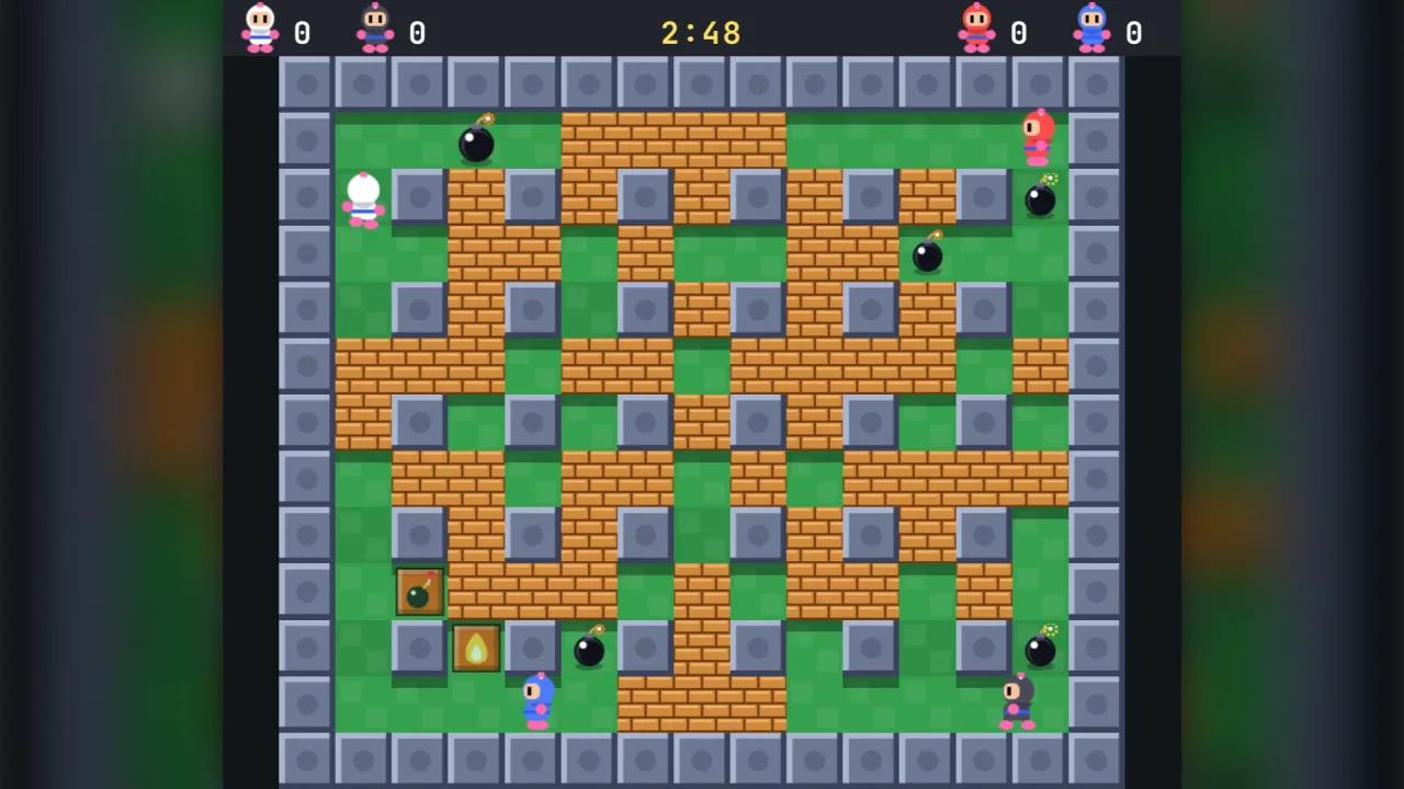 Grid bombs and blasts: a screenshot of its demo