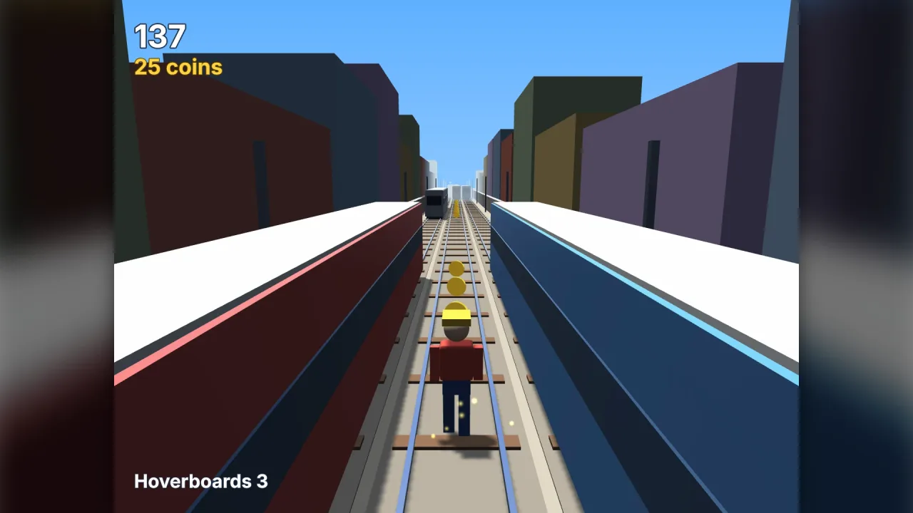 Three-lane 3D runner: a screenshot of its demo