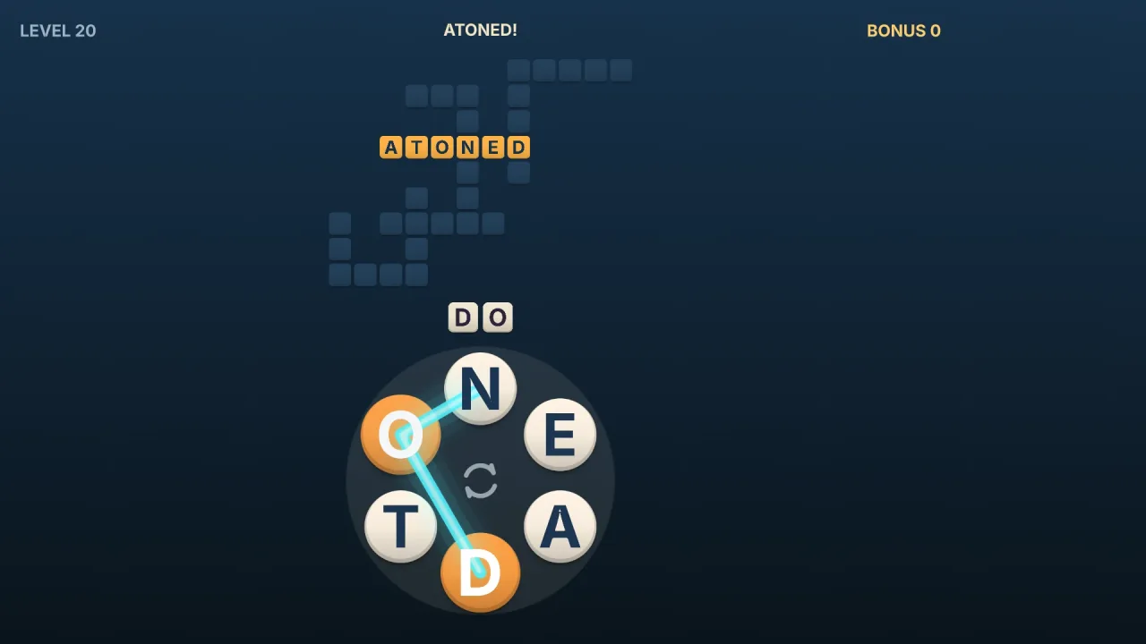 Letter wheel word puzzles: a screenshot of its demo