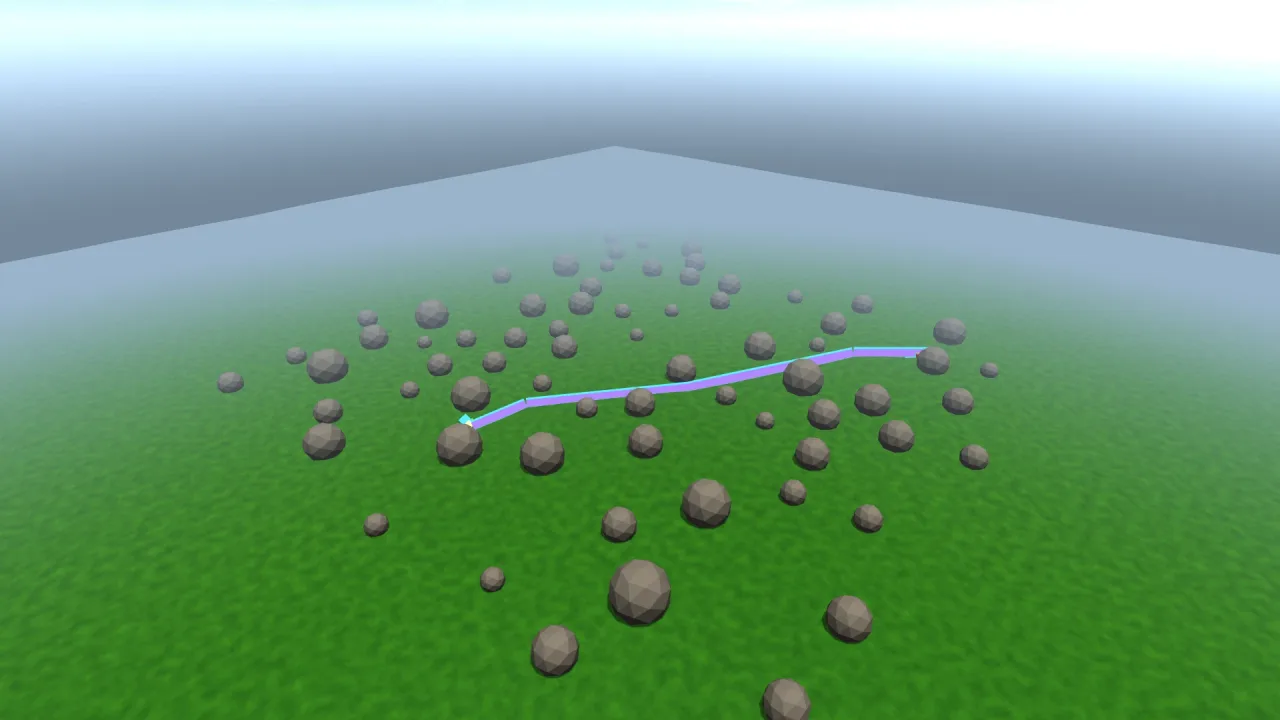 Lines in a 3D world: a screenshot of its demo