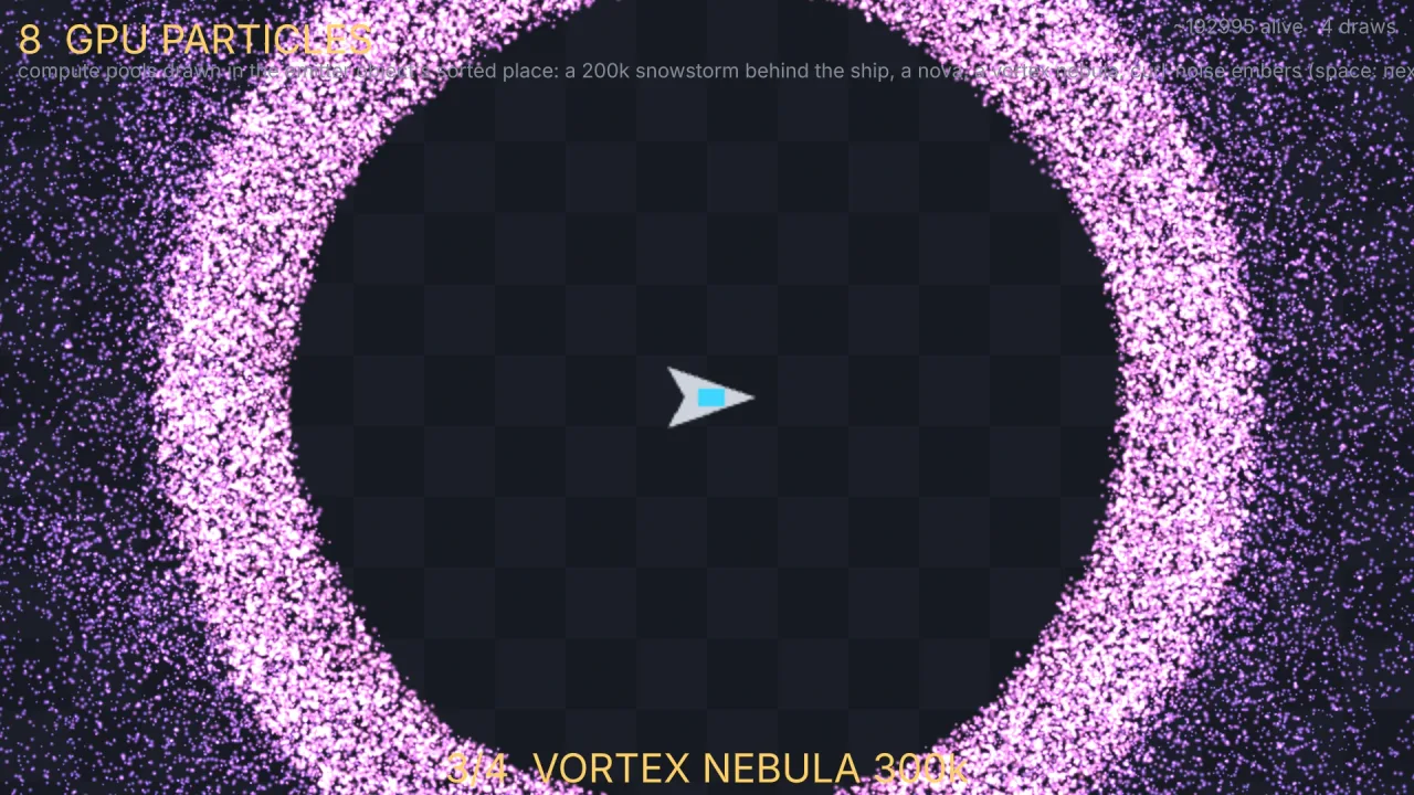 GPU particles: a screenshot of its demo