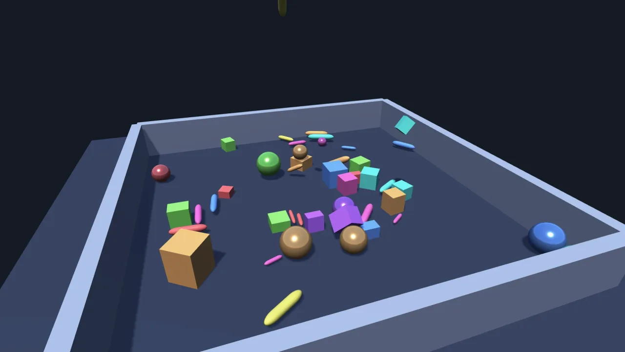 3D rigid bodies: a screenshot of its demo