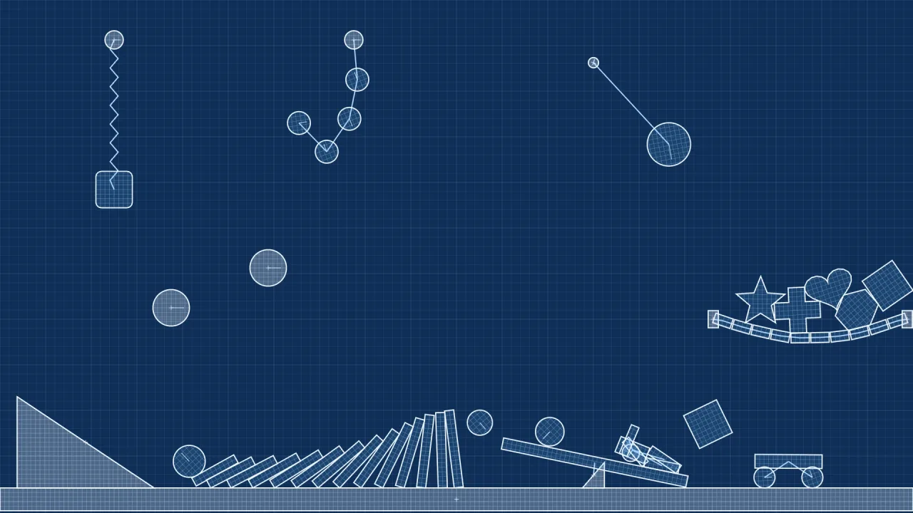 Physics workshop levels: a screenshot of its demo