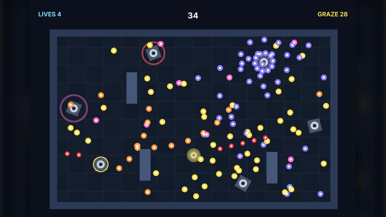 Projectile Patterns: a screenshot of its demo