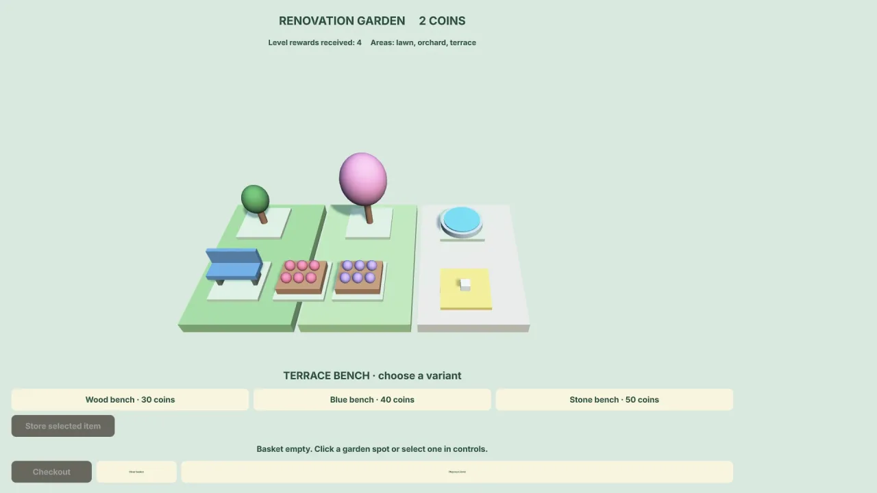 Independent renovation progression: a screenshot of its demo