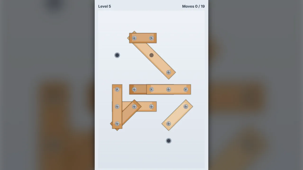 Screw relocation puzzles: a screenshot of its demo