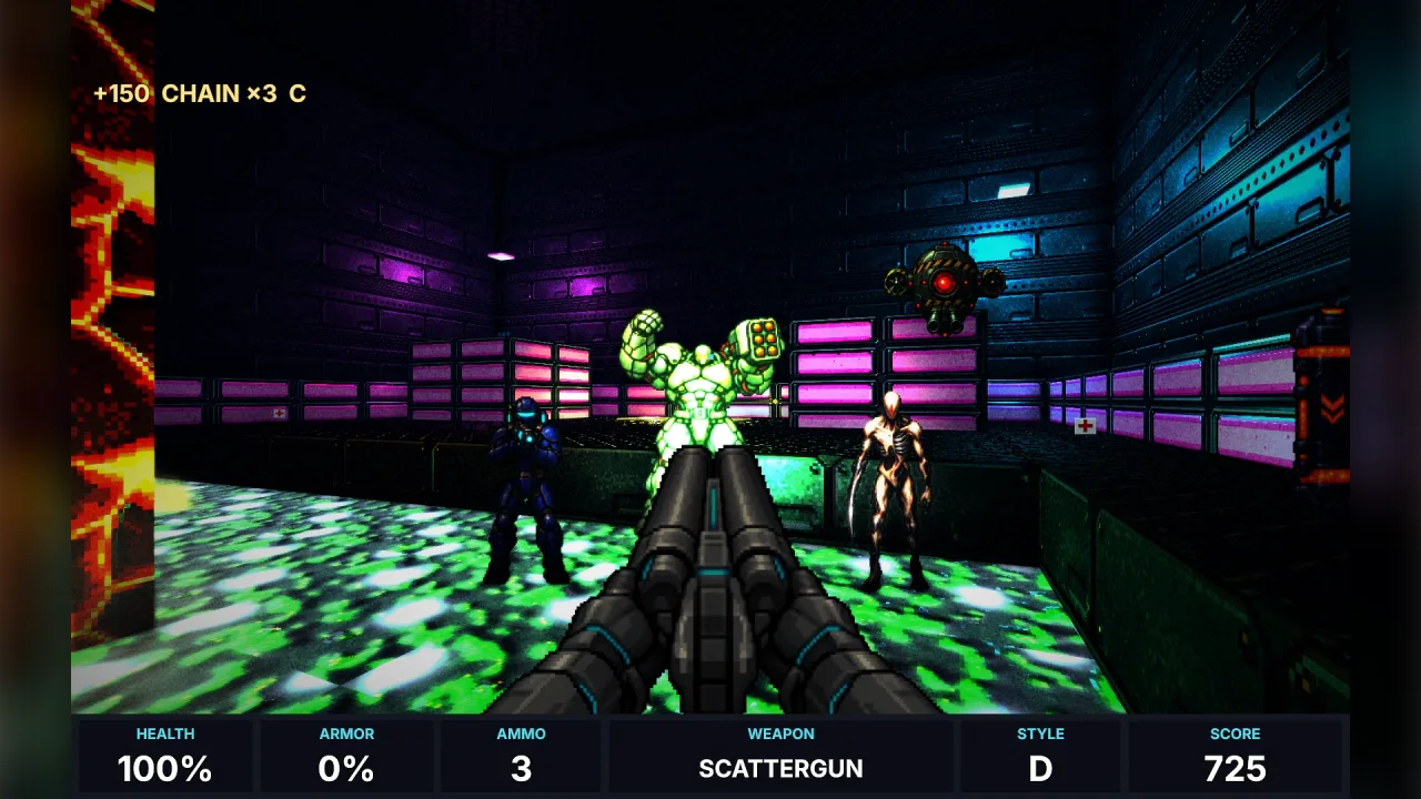 Sector shooter: a screenshot of its demo