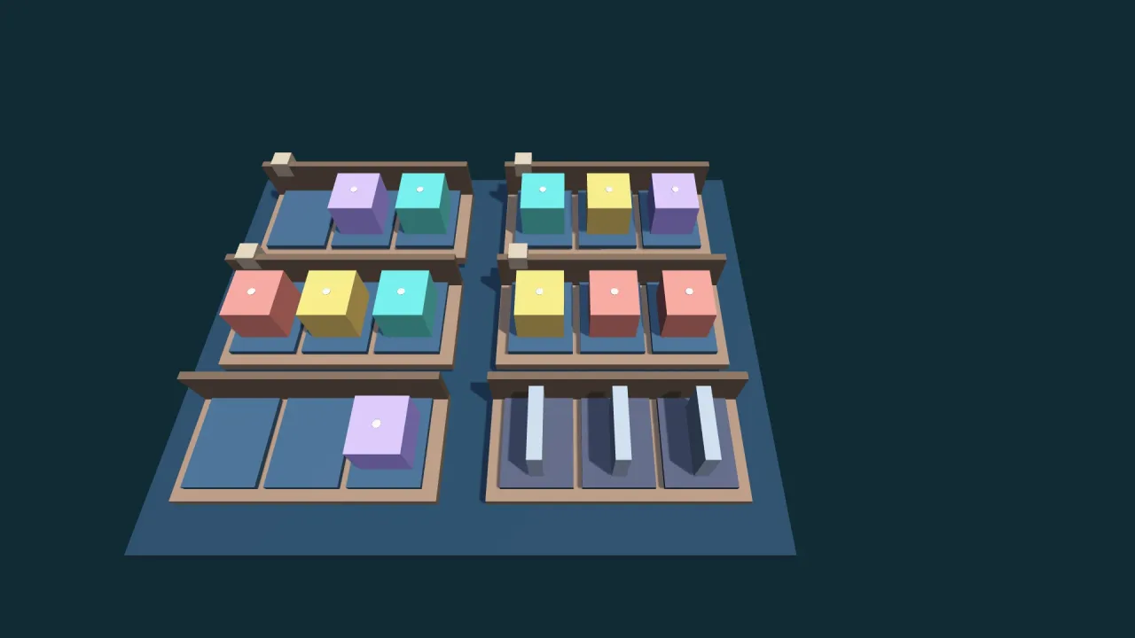 Shelf sorting puzzles: a screenshot of its demo