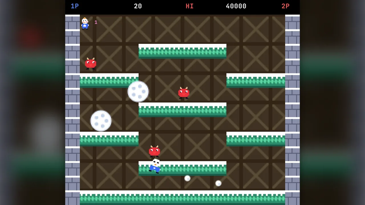 Snow roll: a screenshot of its demo