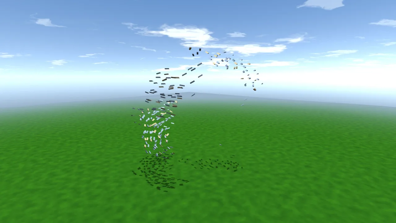Steering Behaviours and Flocking: a screenshot of its demo