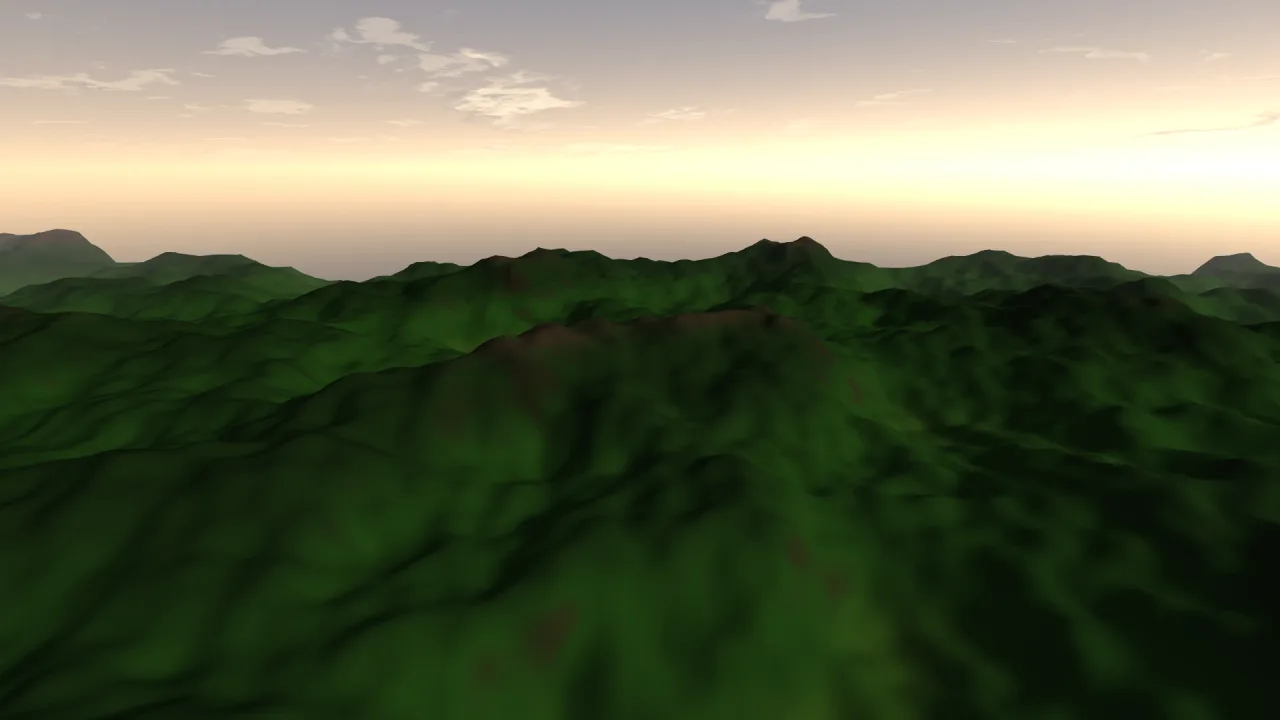 Streamed Terrain World: a screenshot of its demo