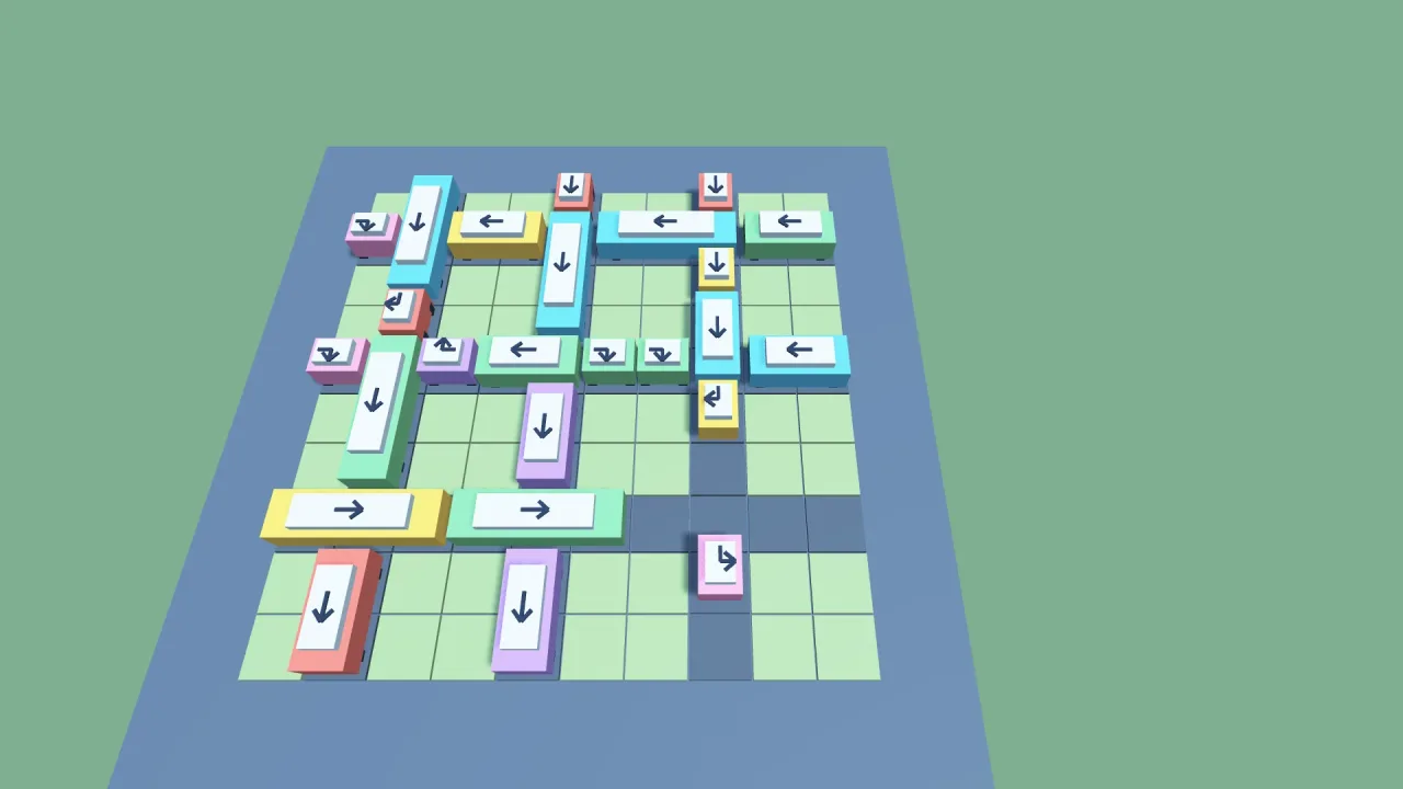 Traffic release puzzles: a screenshot of its demo
