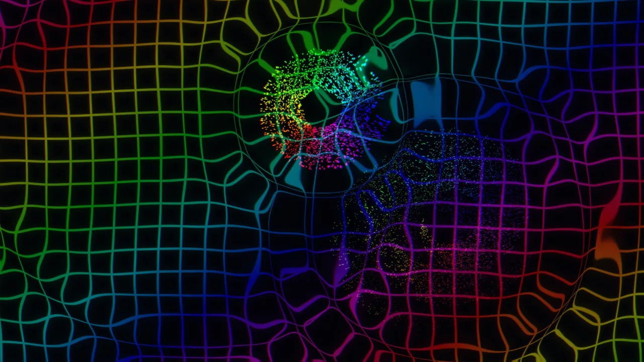 Sprite shatter and rainbow bursts: a screenshot of its demo