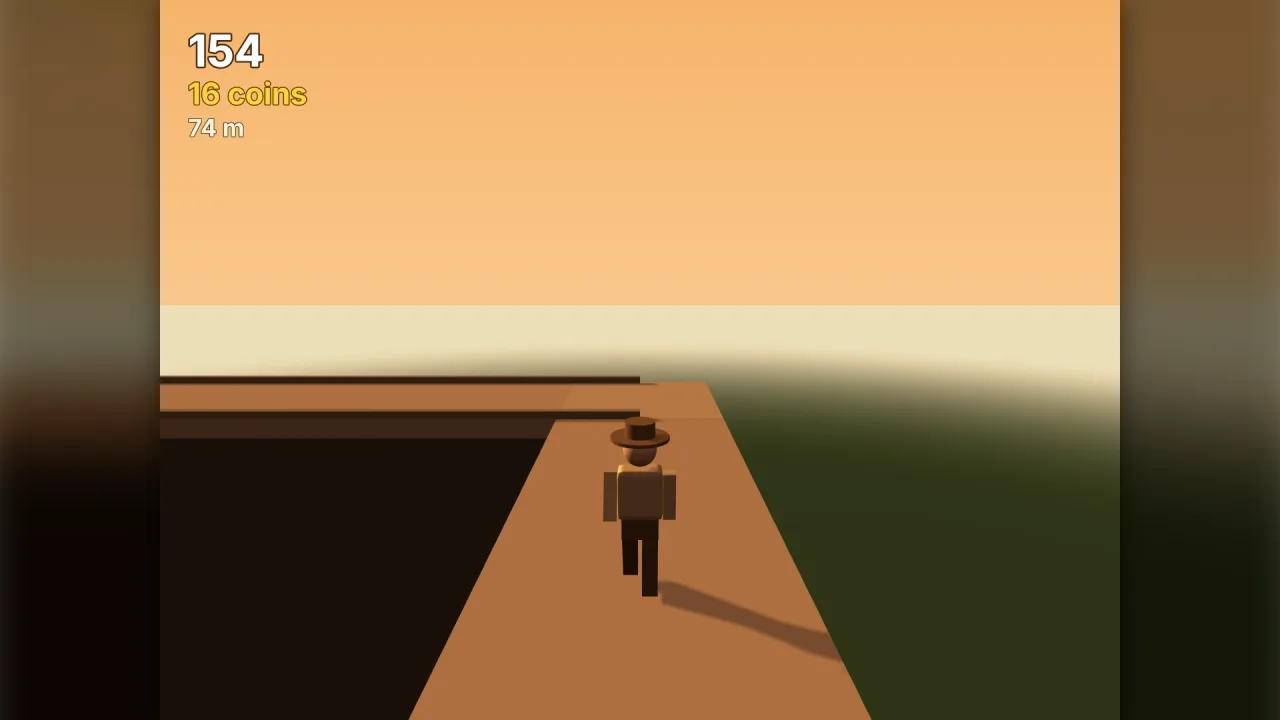 Turning-path 3D runner: a screenshot of its demo