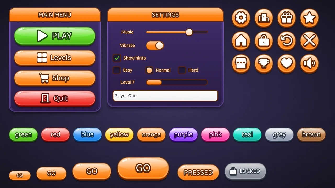 Bubble UI skin: a screenshot of its demo