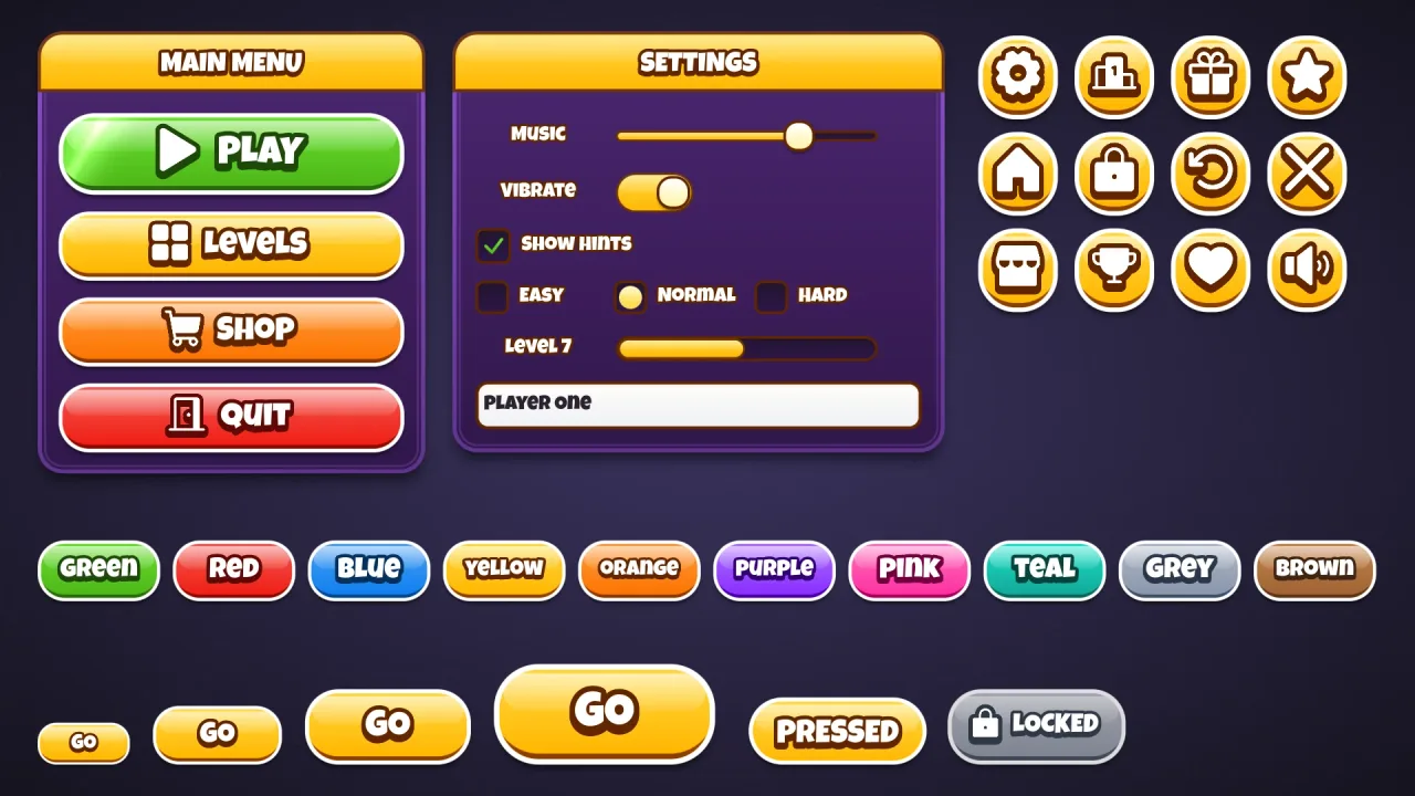 Candy UI skin: a screenshot of its demo