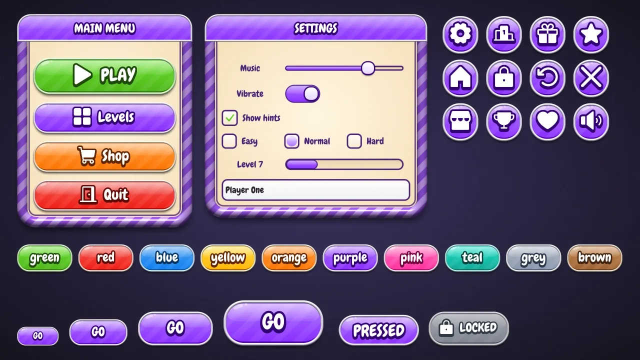 Candy stripe UI skin: a screenshot of its demo
