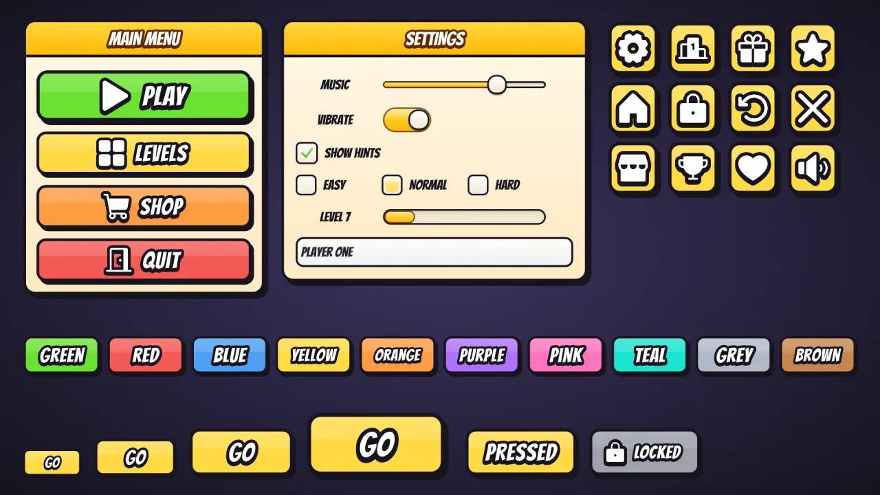 Cartoon UI skin: a screenshot of its demo