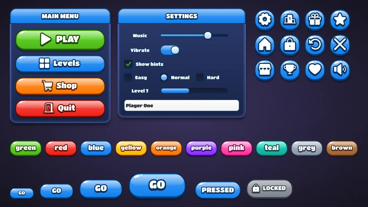 Glossy UI skin: a screenshot of its demo