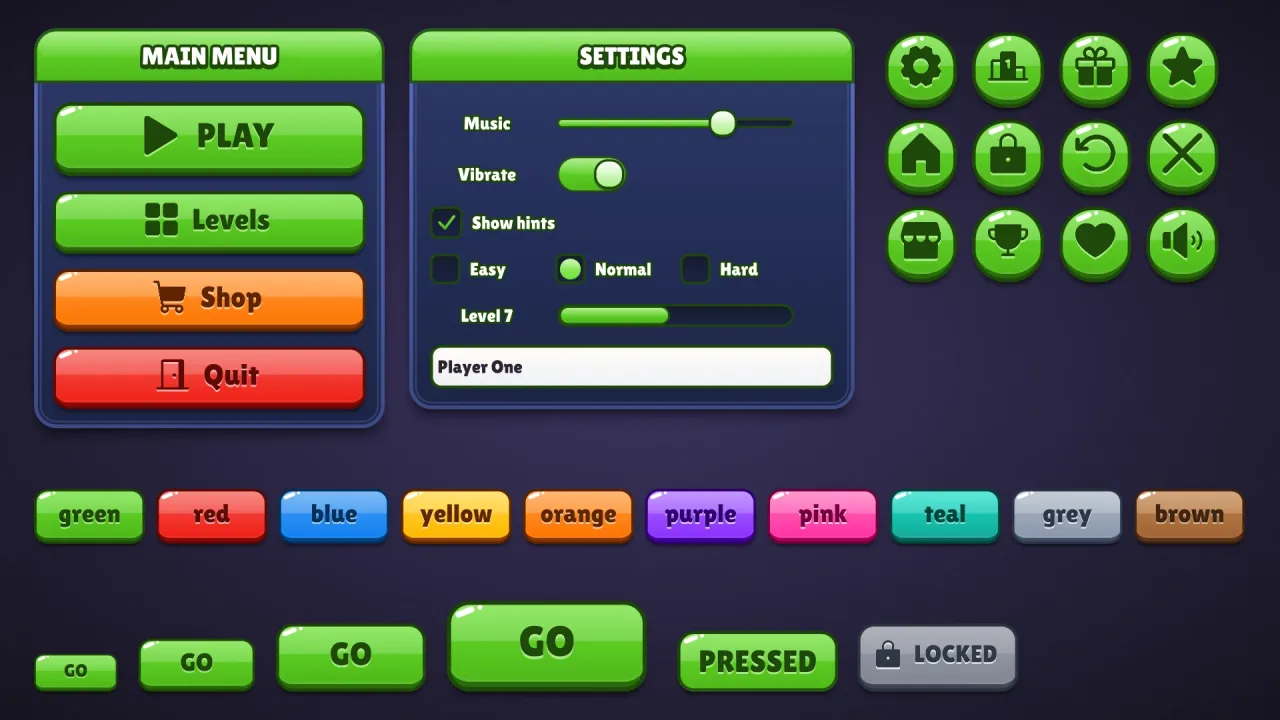 Jelly UI skin: a screenshot of its demo