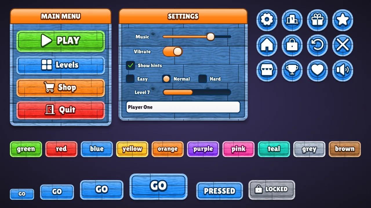 Timber UI skin: a screenshot of its demo