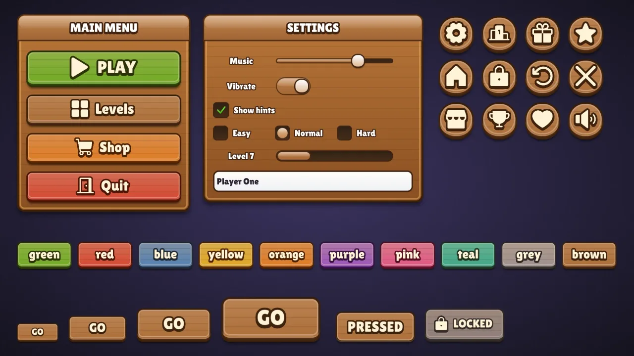Wood UI skin: a screenshot of its demo