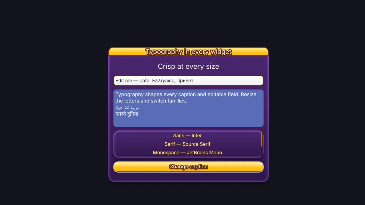 UI panels and widgets: a screenshot of its demo