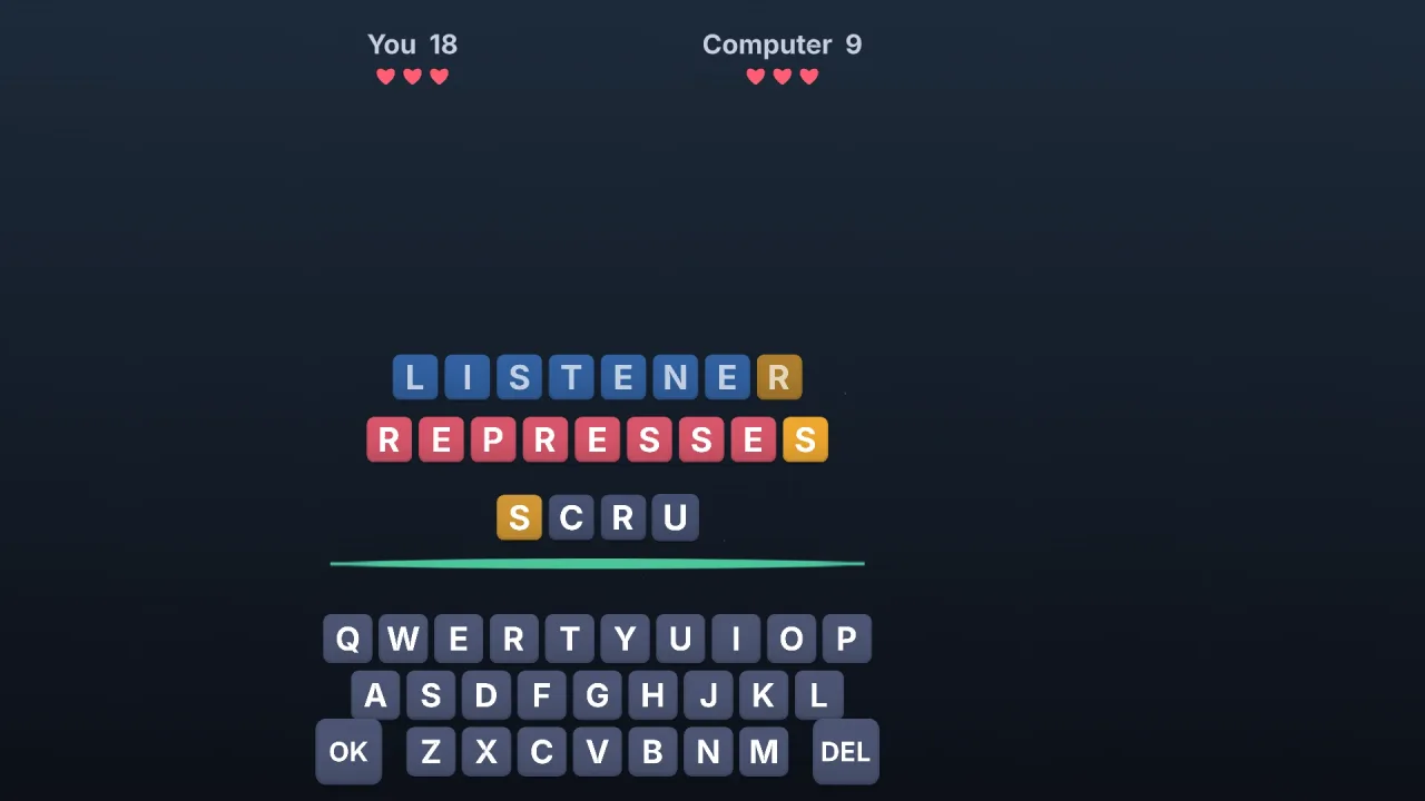 Word chains: a screenshot of its demo