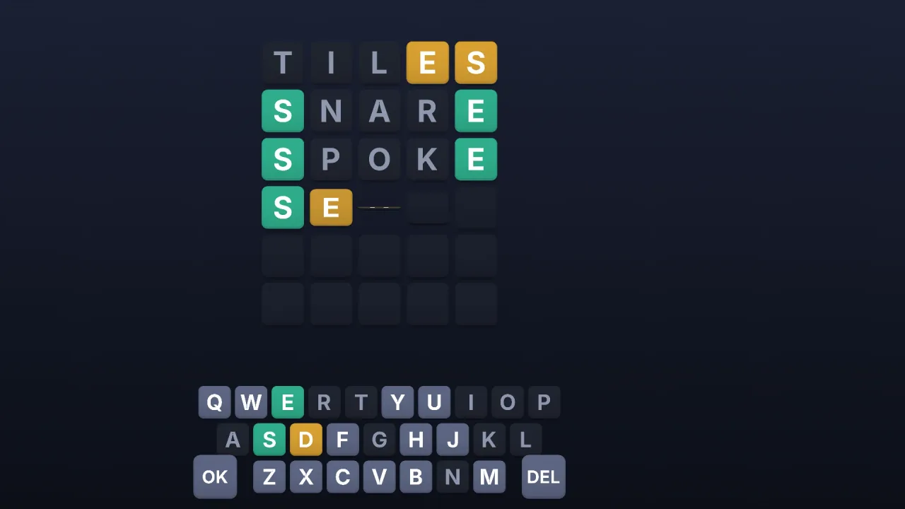 Hidden word guessing: a screenshot of its demo