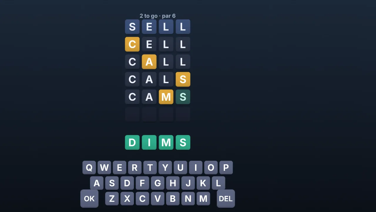 Word ladders: a screenshot of its demo